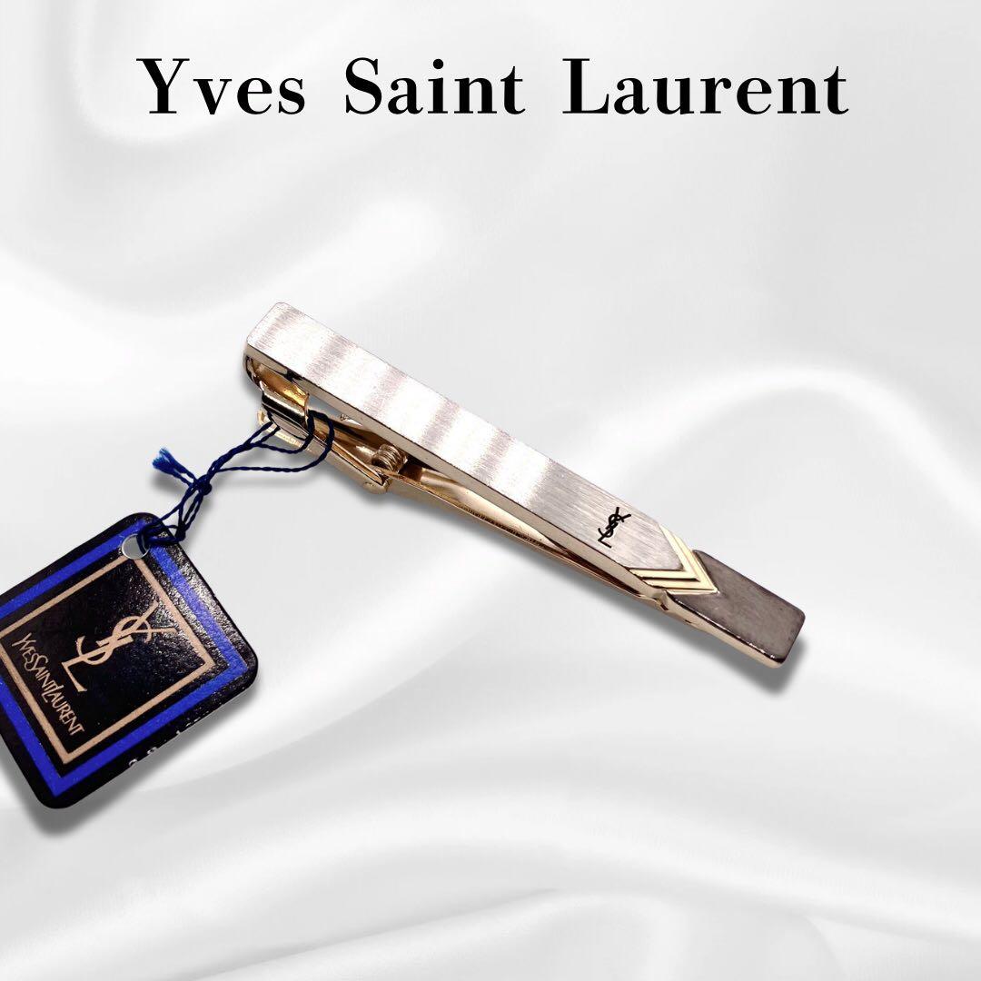 未使用タグ付 イヴサンローラン ゴールド シルバー タイピン ネクタイ