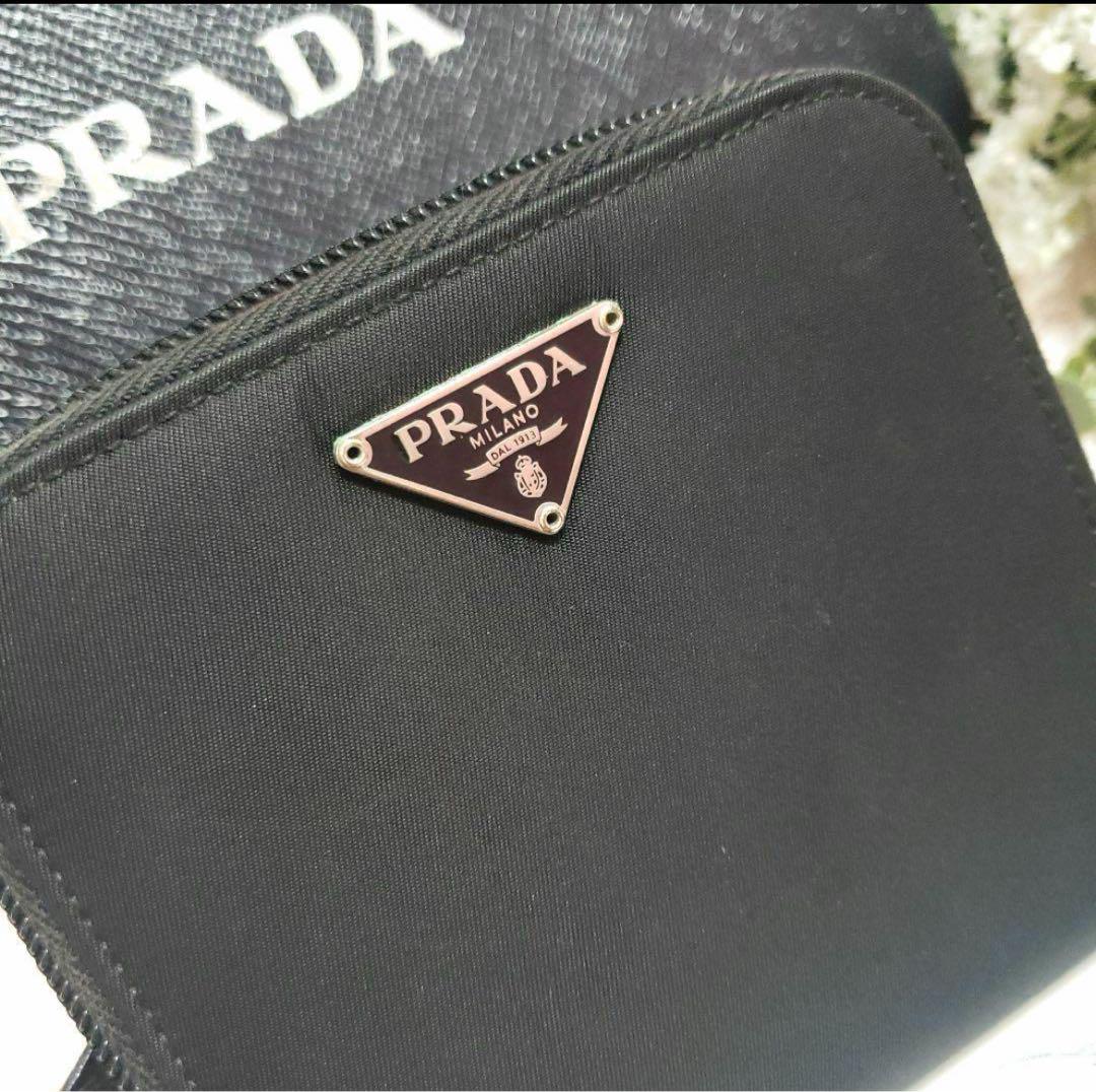 男の子向けプレゼント集結 PRADA プラダ サファイ 2つ折り財布ラウンドファスナー三角ロゴ 小物