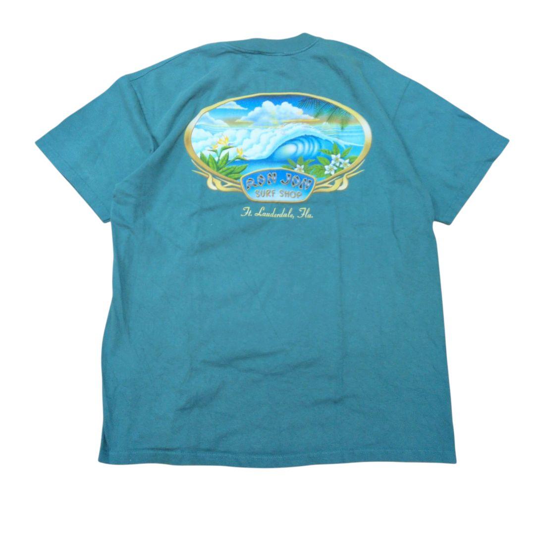 希少　アメリカ製　ロンジョン　サーフTシャツ　ronjon 青緑