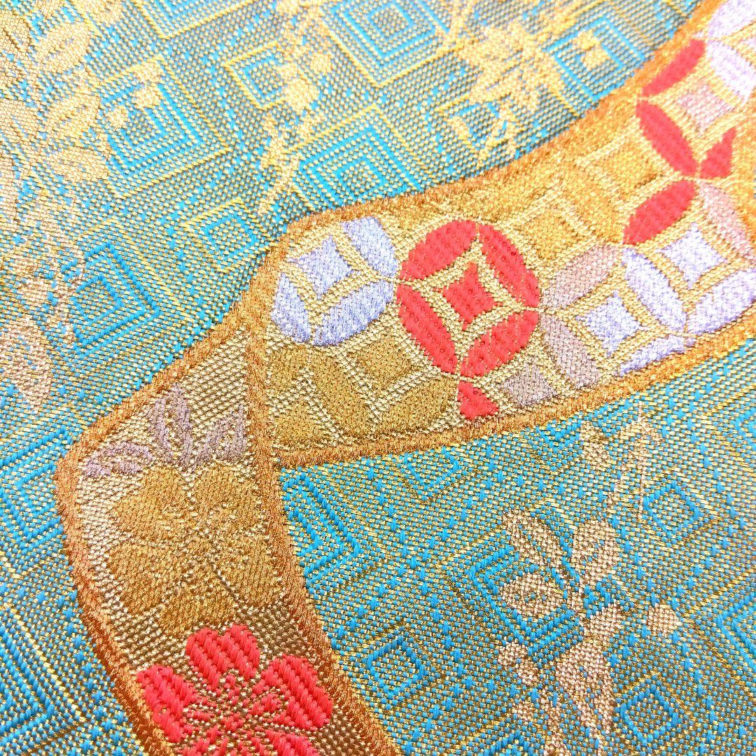 袋帯 純金箔 全通 慶長熨斗文 花々 宝尽くし 蝶 古典柄 24M92f
