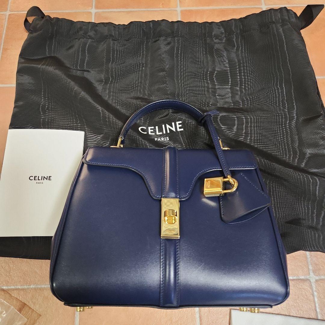 【値下】CELINE ネイビー バッグ ゴールドロック付き　セーズ16　卒入式