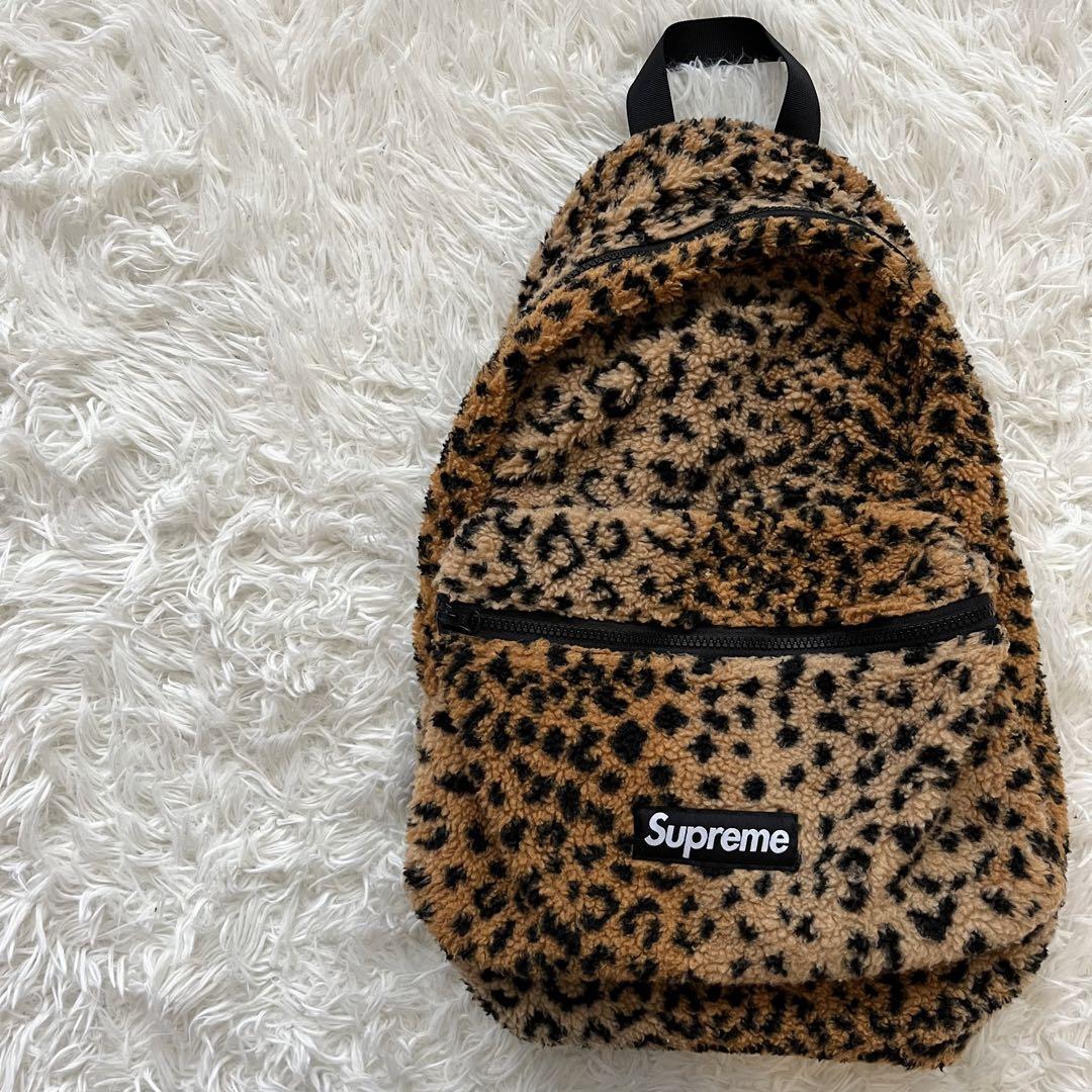 美品✨【supreme】17AW Leopard Fleece Backpack