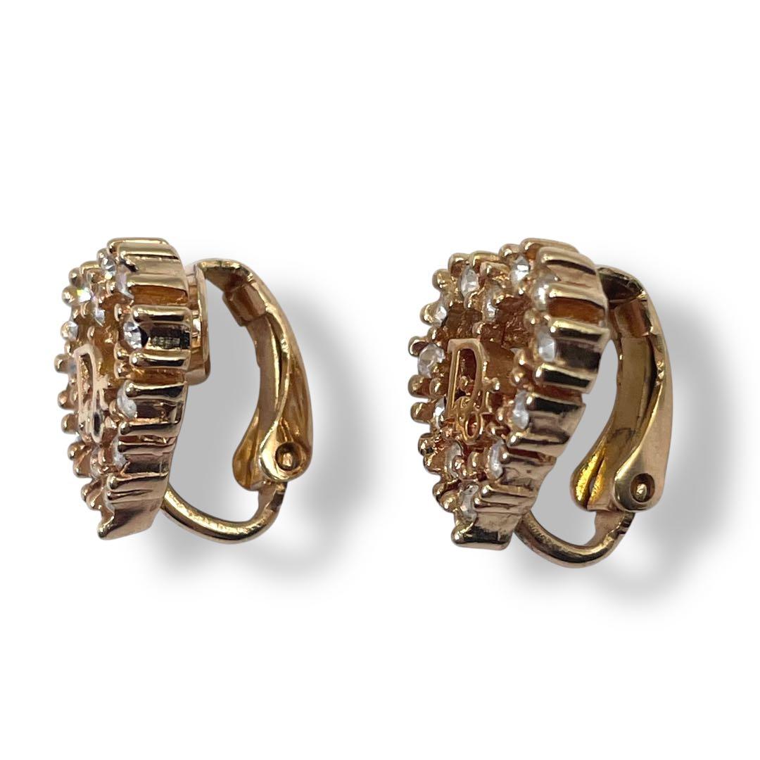 Vintage Dior Heart Rhinestone Earrings