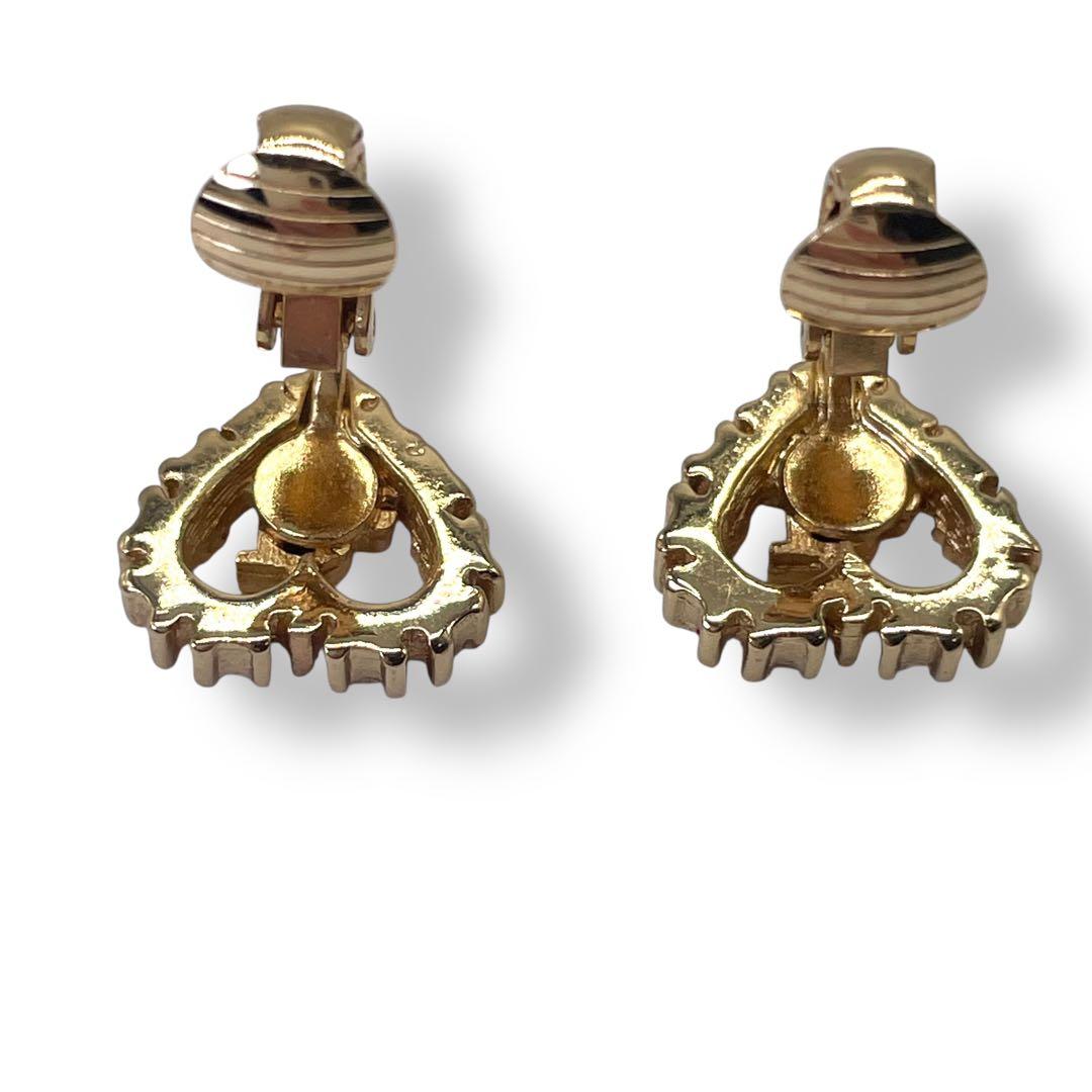 Vintage Dior Heart Rhinestone Earrings