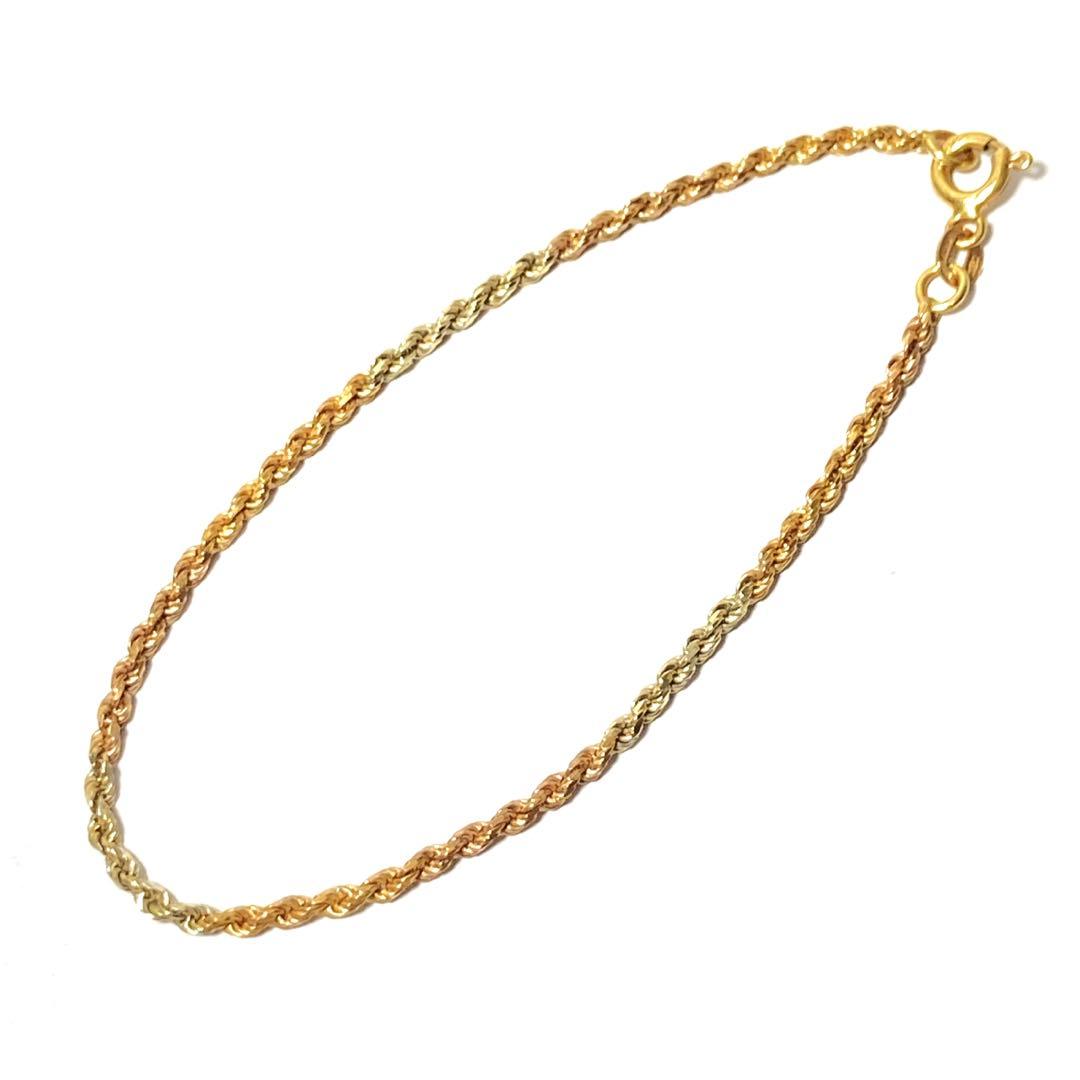 EK184 750刻印 K18 ゴールドツイストチェーンブレスレット目立った傷や汚れなし