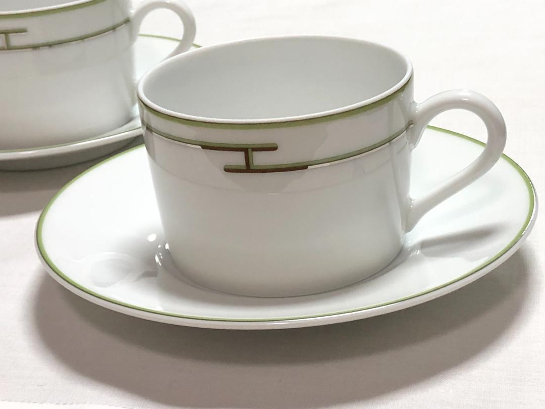 エルメス HERMES カップ&ソーサー 2組 ペア リズム グリーン