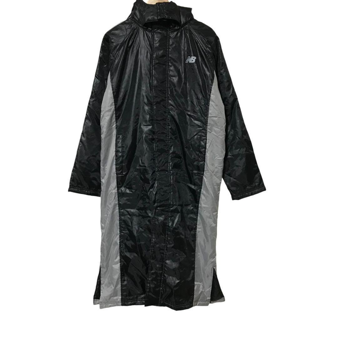 ニューバランス　フルジップ中綿ベンチコート　ワンポイントロゴ　内側フリース　黒色