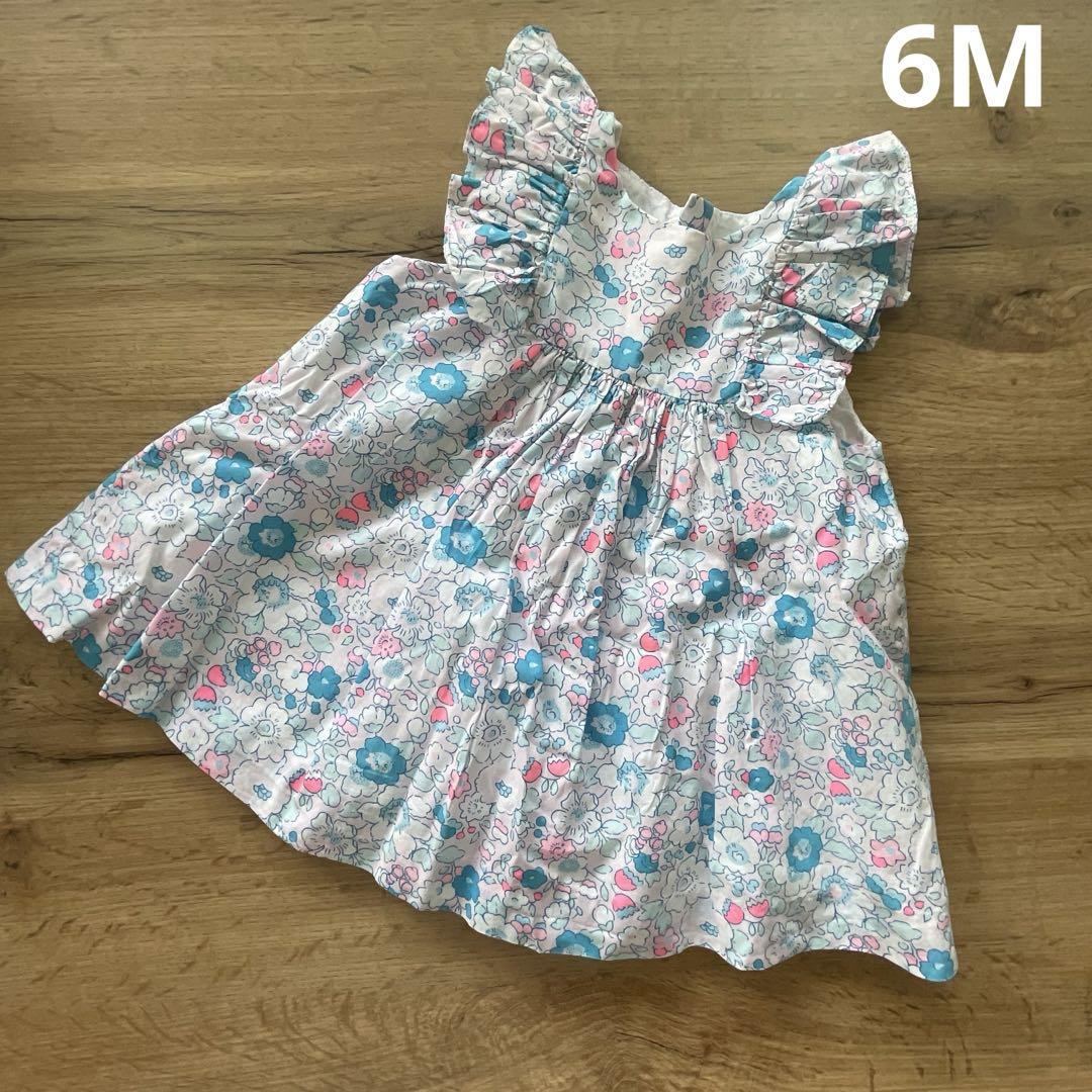 Jacadi ジャカディリバティワンピース花柄半袖丸襟6A116cm110120