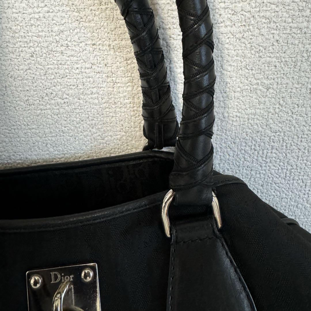 ディオール　ハンドバッグ　ラブリー　カナージュ　トロッター柄　ブラック