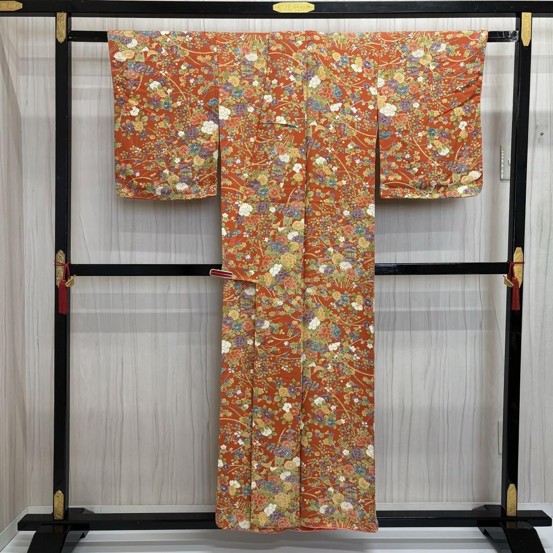 【特別セール品】 花柄 AK-2342 素敵な染柄 着物・浴衣 着物 袷 広衿 正絹 着物・浴衣