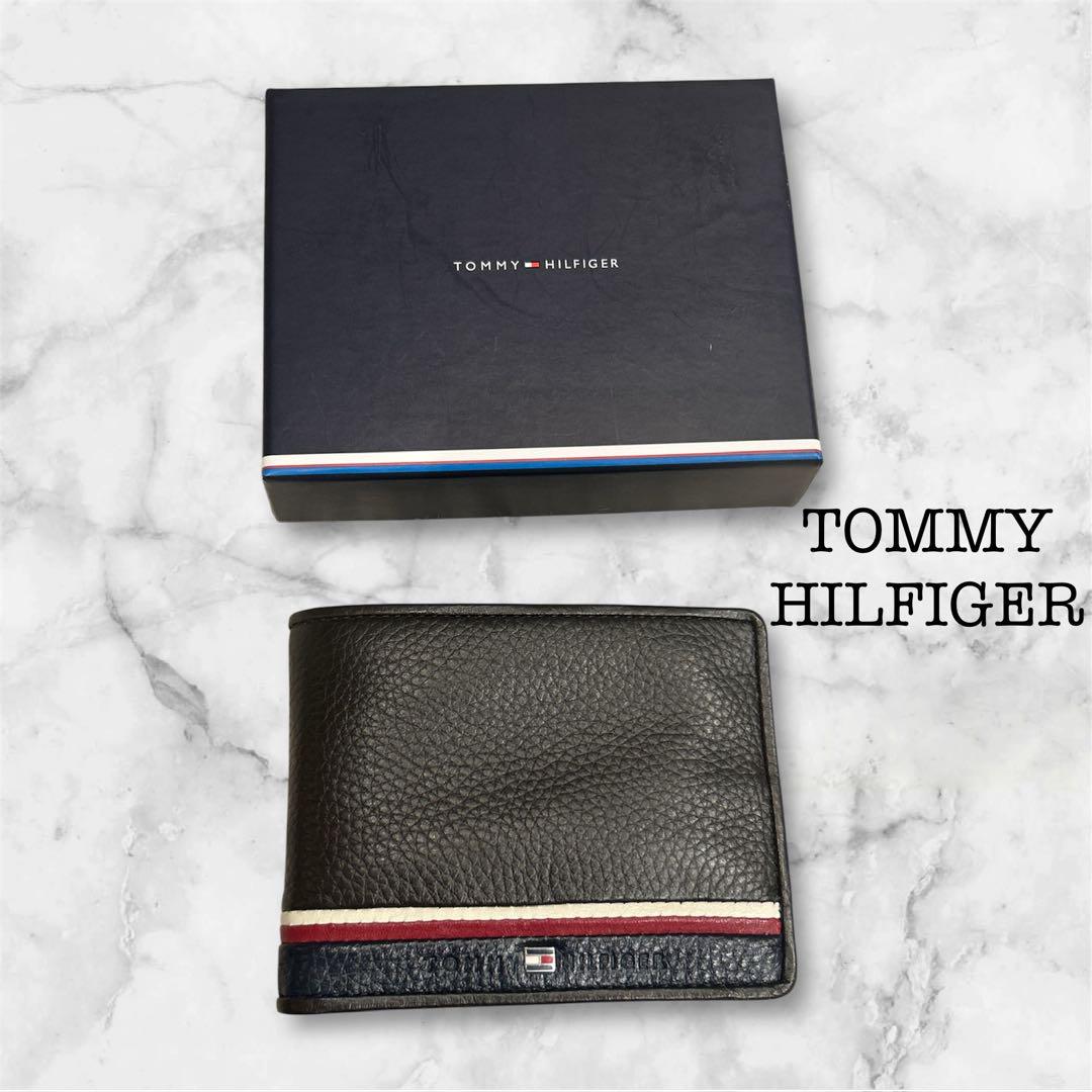 美品☆TOMMY HILFIGER☆トミーヒルフィガー☆二つ折り財布☆茶黒