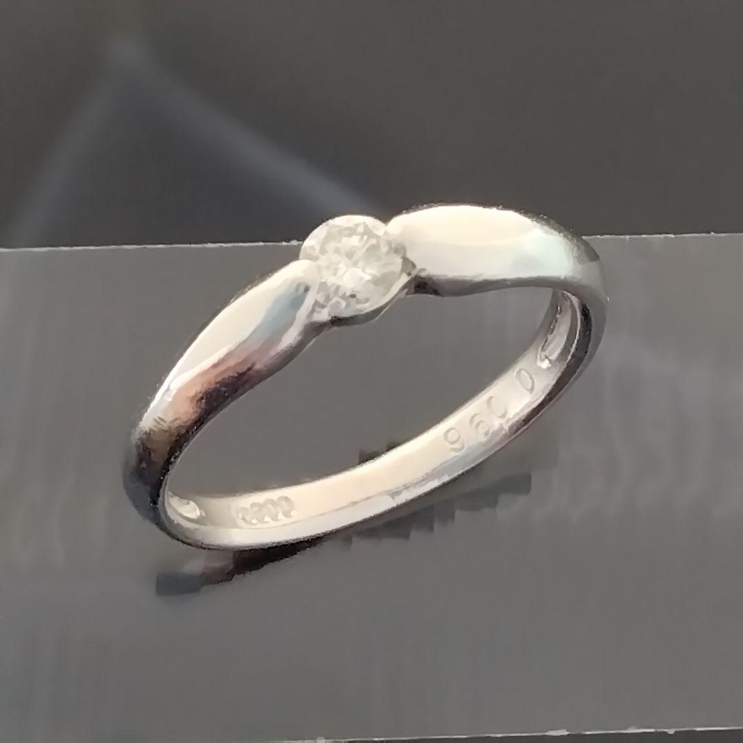 Pt900✨ダイヤ0.096ct ✨ピンキーリング✨4.5号✨シンプル素敵リング
