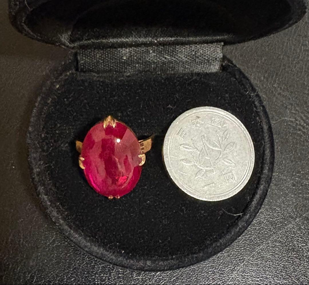 【40's】 K18 ルビー 大粒 指輪 ビンテージ品 【40's】 K18 ルビー 大粒 指輪 ビンテージ品