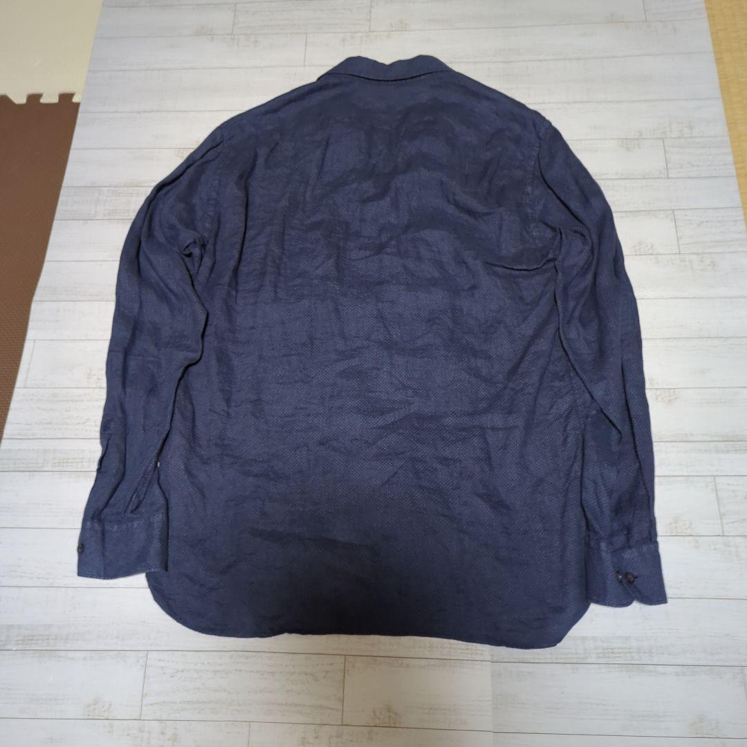 イタリア製【120% lino】ヴィンテージ　リネン（麻）シャツ　ネイビー