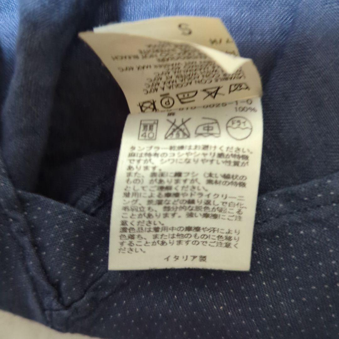 イタリア製【120% lino】ヴィンテージ　リネン（麻）シャツ　ネイビー