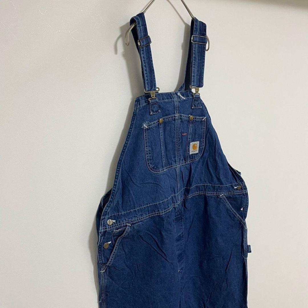 YAS54【USA製】Carhartt　オーバーオール【メンズ46×32】デニム