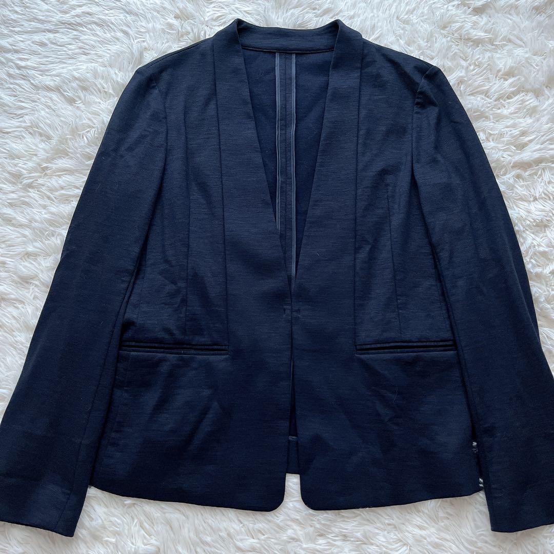美品✨グリーンレーベルリラクシング ママスーツ 自宅で洗える ノーカラー 紺 L