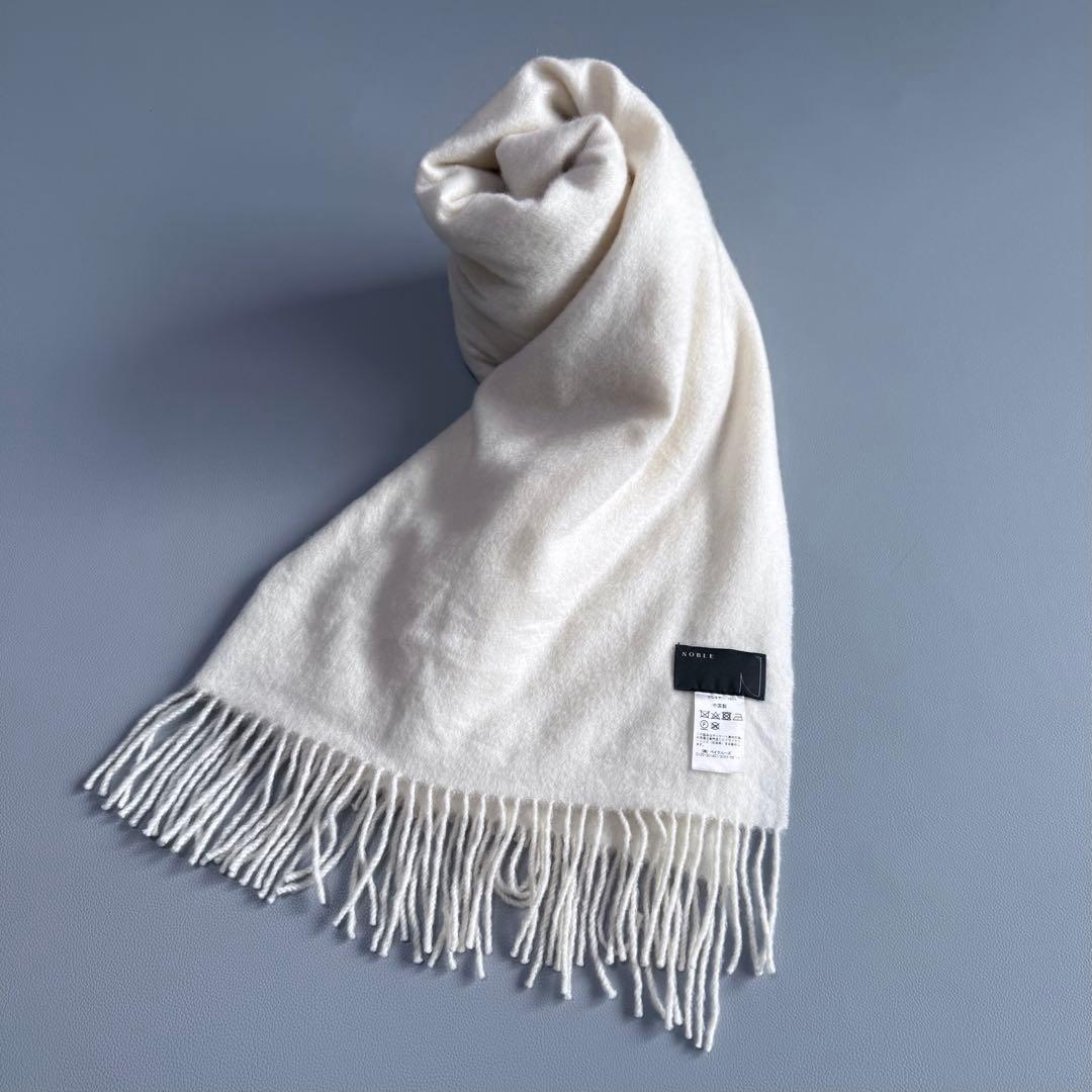 ノーブル カシミヤ 100% ストール マフラー 大判 ホワイト ノーブル カシミヤ 100% ストール マフラー 大判 ホワイト