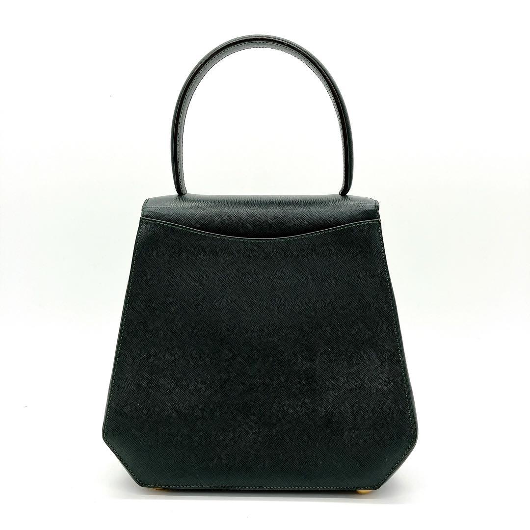 【CELINE】ハンドバッグ　トリオンフ　トップハンドル　レザー　ダークグリーン CELINE】ハンドバッグ トリオンフ トップハンドル レザー ダーク