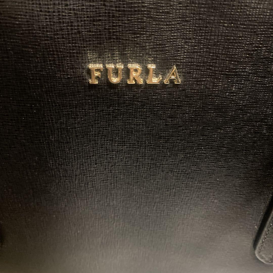 美品】FURLA ブラックレザー トートバッグ ウォーターガード