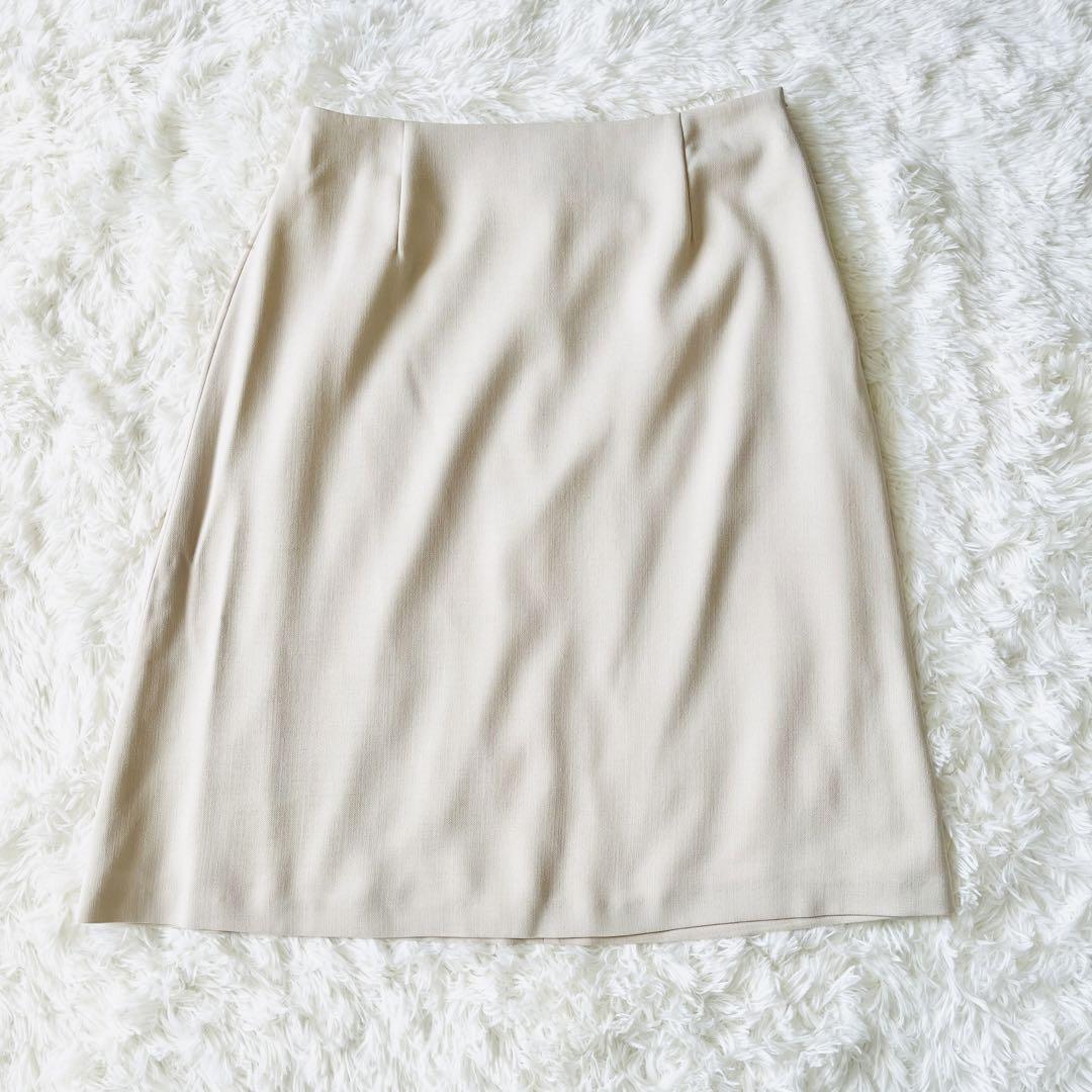【極美品✨】ナチュラルビューティー　大きいサイズ　スカートスーツ　ノーカラー