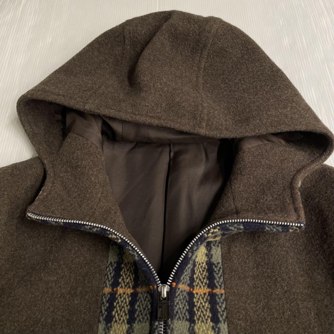 PPFM 日本製 チェック ジップ フード コート
