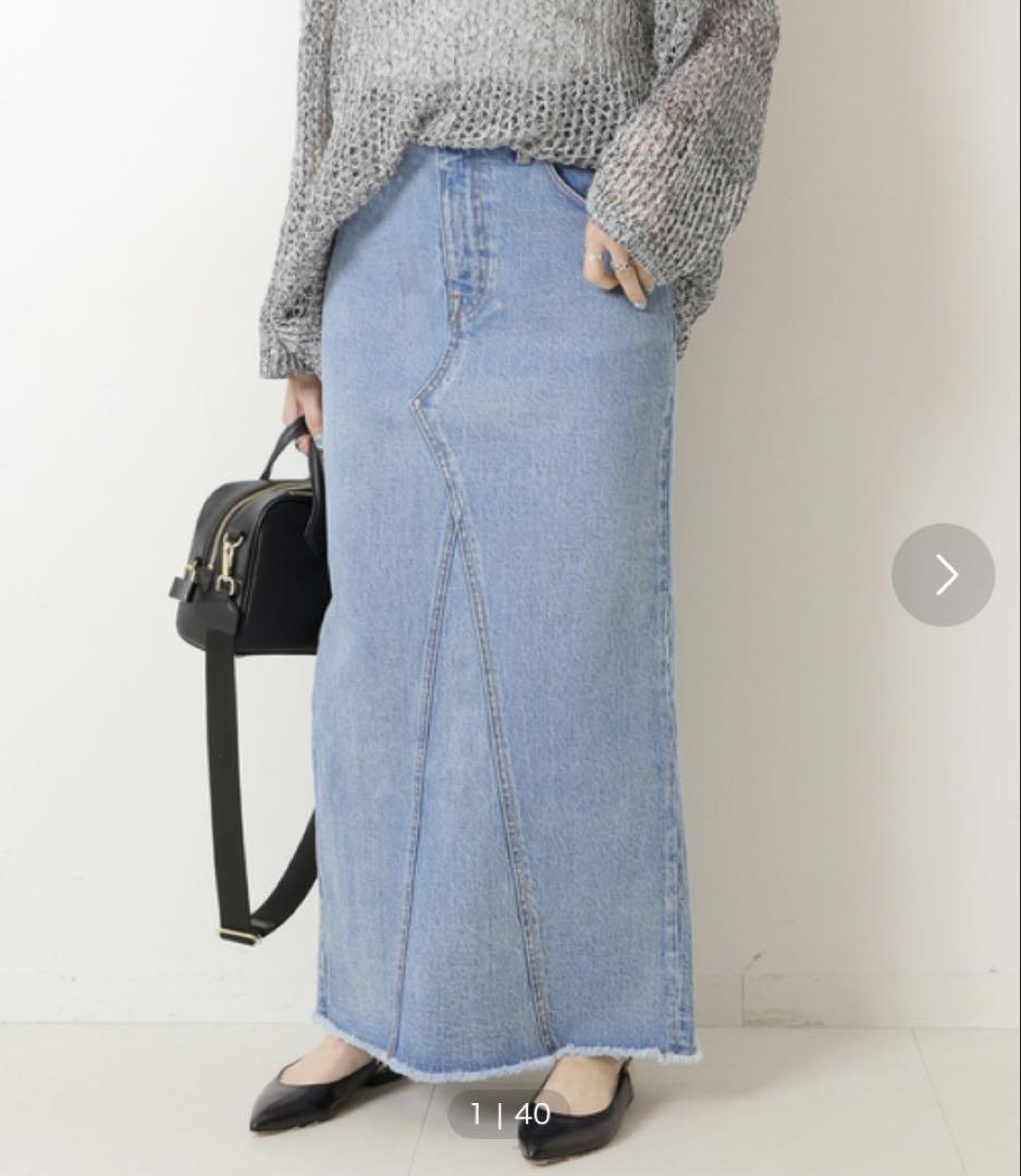 Spick & Span ヴィンテージライクデニムスカート　サックスブルー Spick & Span ヴィンテージライクデニムスカート サックスブルー