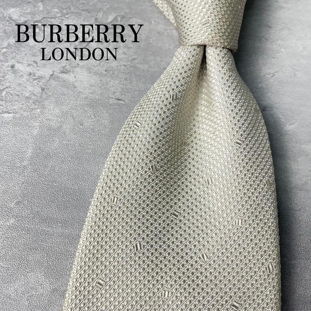 BURBERRY LONDON ジャガード 結婚式 ネクタイ ホワイト 白