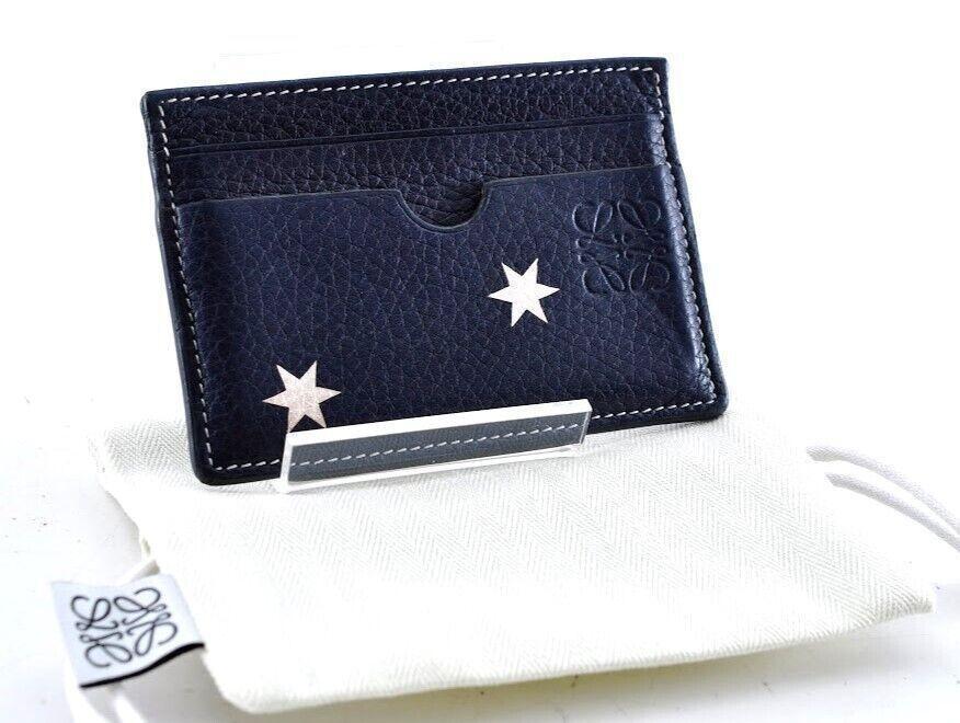 LOEWE ロエベ アナグラム スター カードケース レザー 革 ネイビー 紺