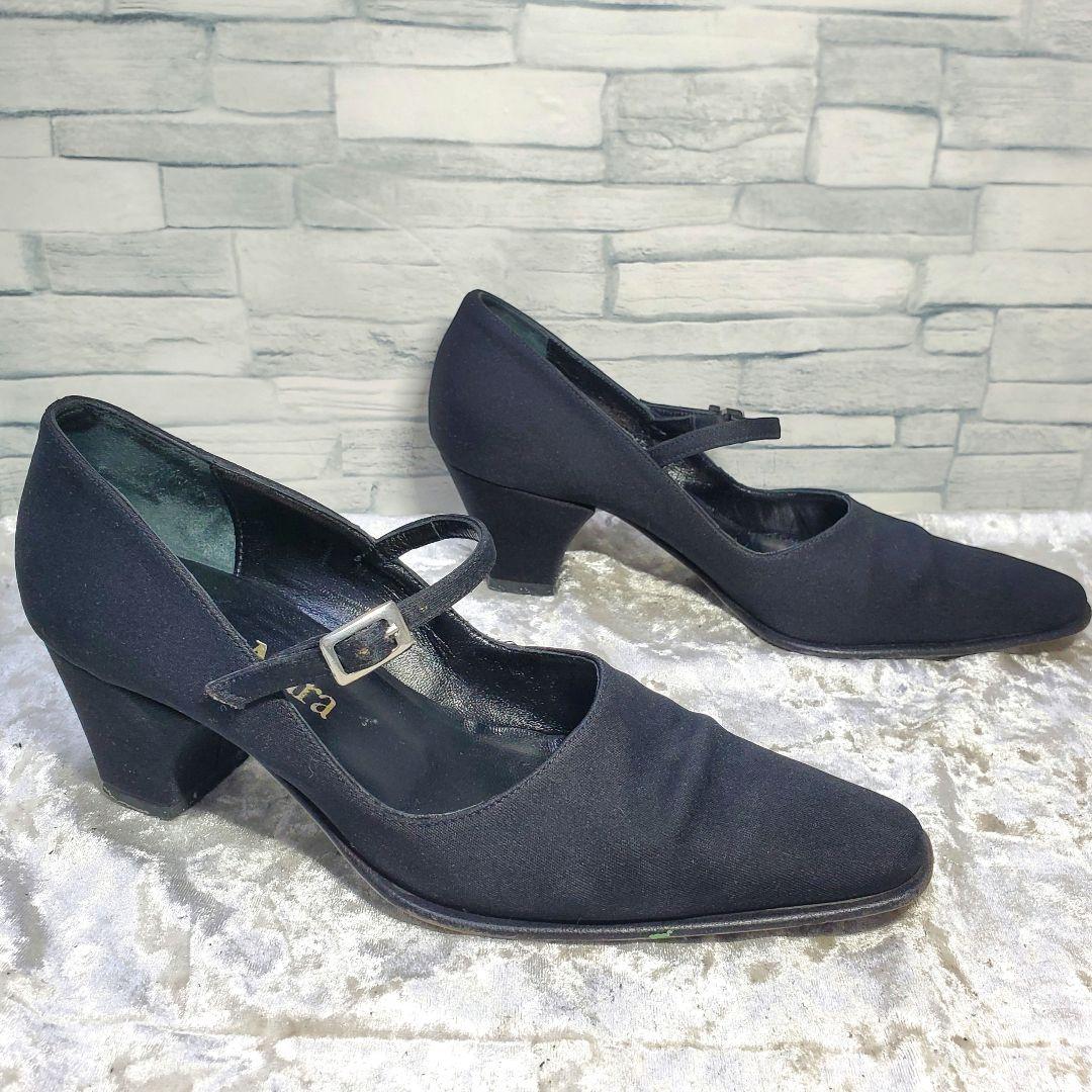 美品】✨Max Mara 22cm パンプス 黒 ブラック ストラップ 35