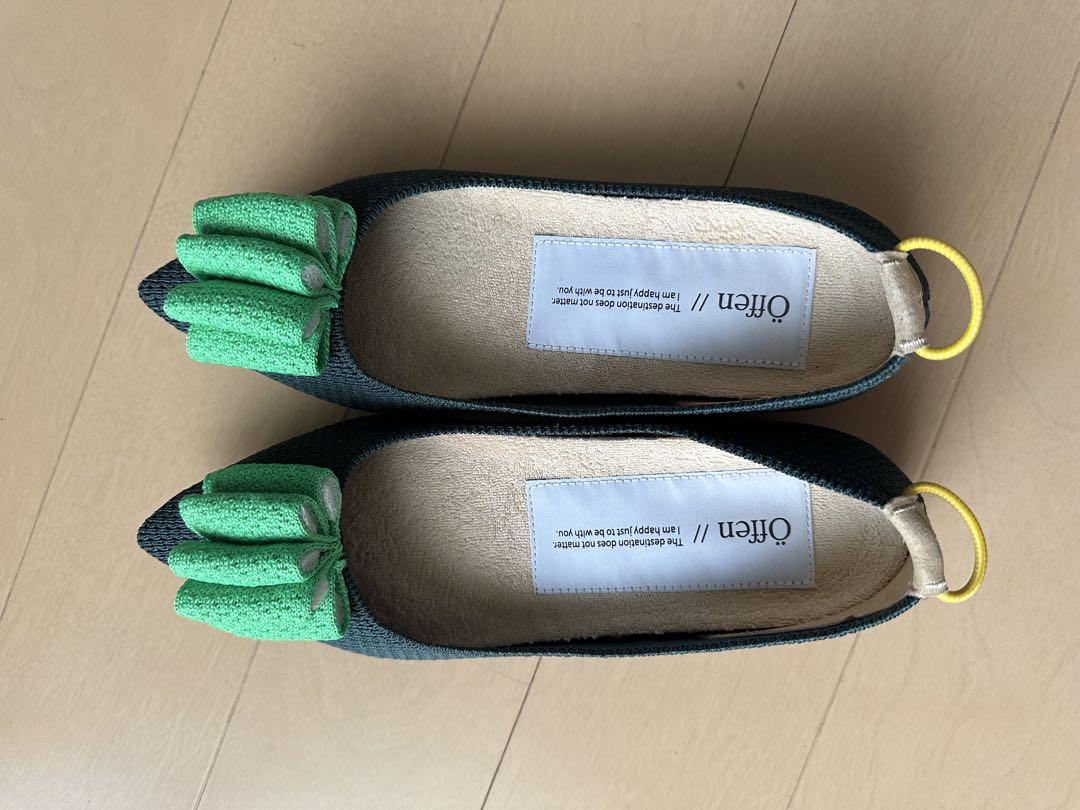 靴 pointed-CURLS / GREEN & LIGHT GREEN