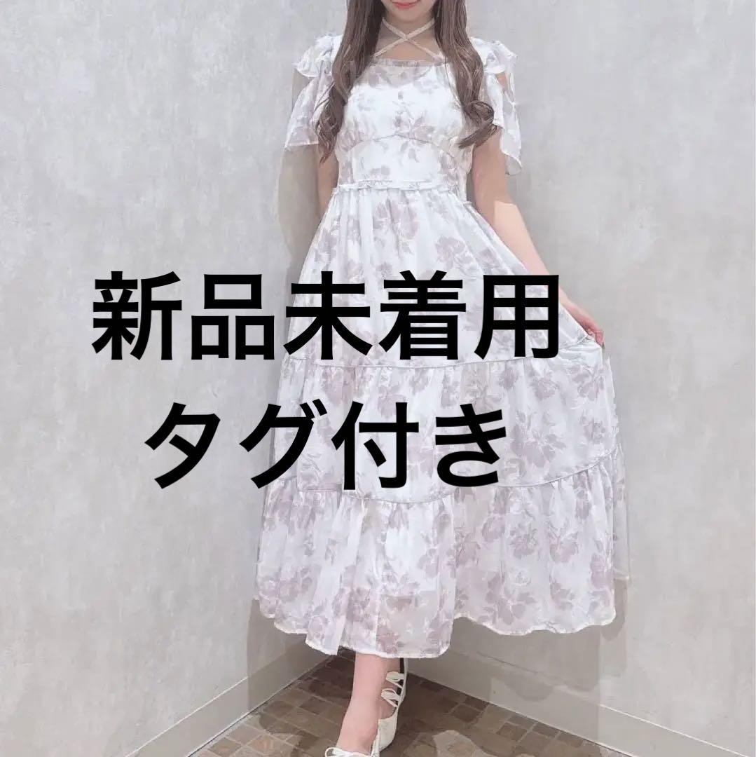 evelyn クロスリボン花柄OP PI ピンク エブリン ワンピース