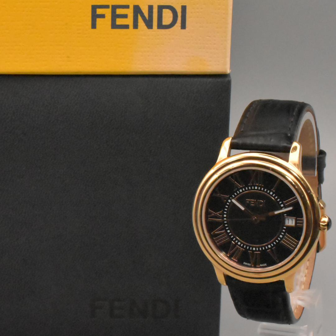 FENDI 腕時計 メンズ 箱付き 25400L ブラック ゴールド W343