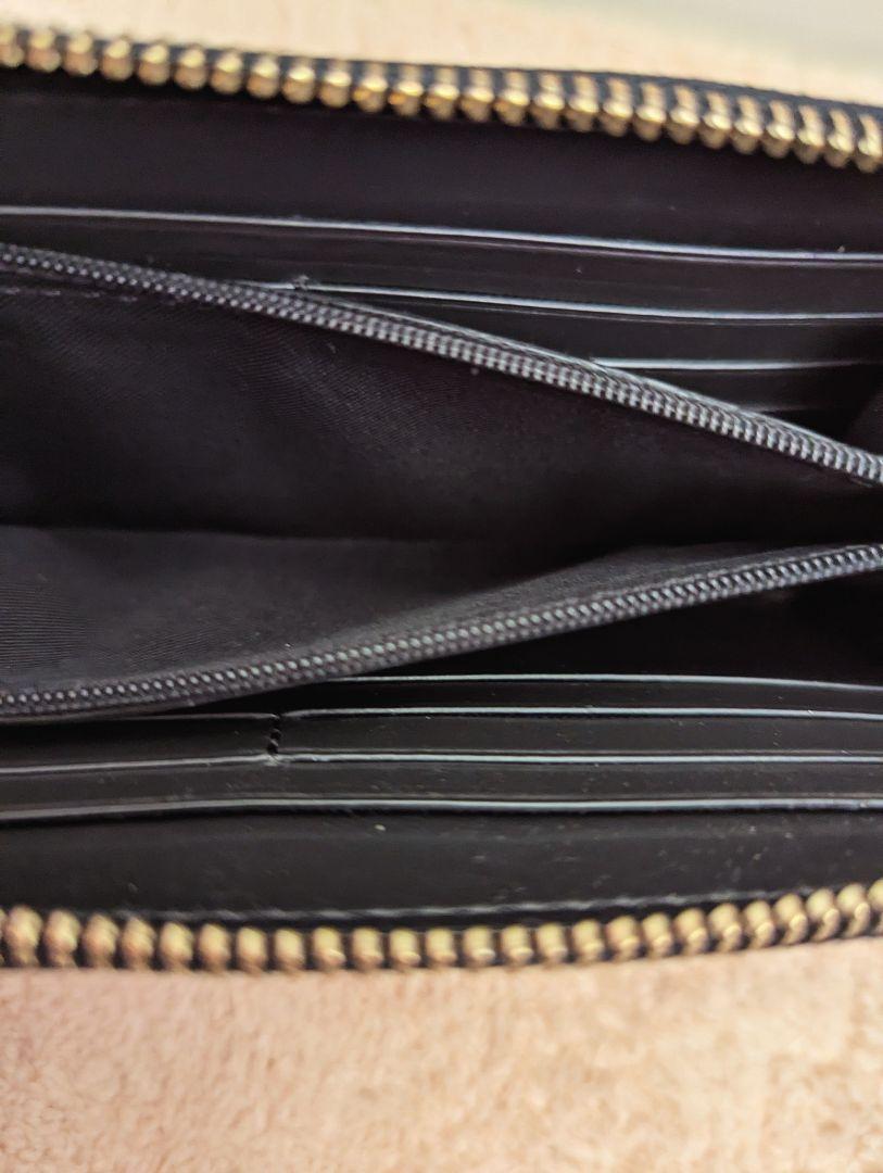 COACHコーチ　長財布　ラウンドジップ　ブラック　パテントレザー