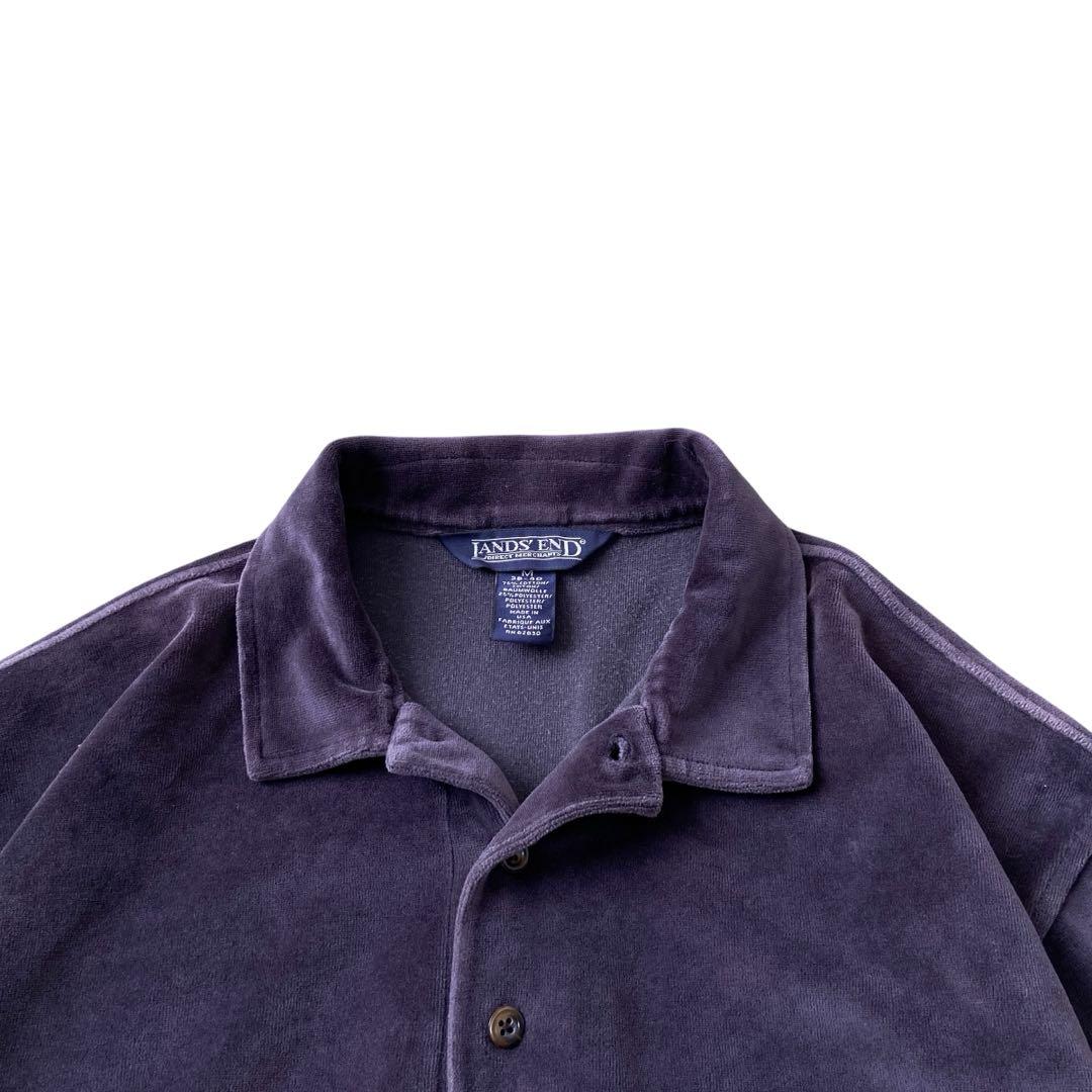 男性に人気！ 90s LANDS' END ベロア ポロ シャツ トップス
