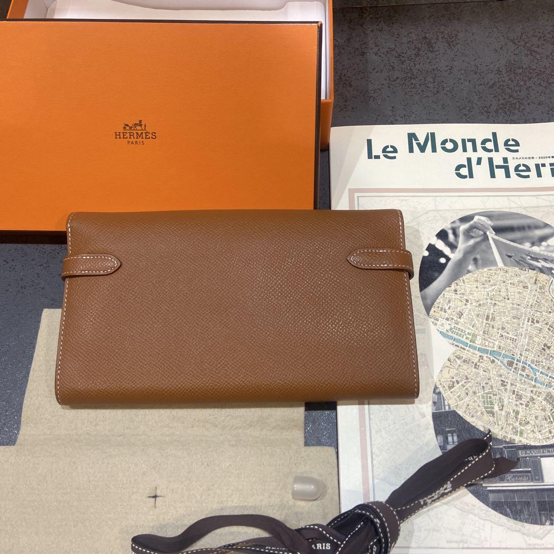 HERMES ケリーウォレット 新品同様 エルメス冊子ゴールド