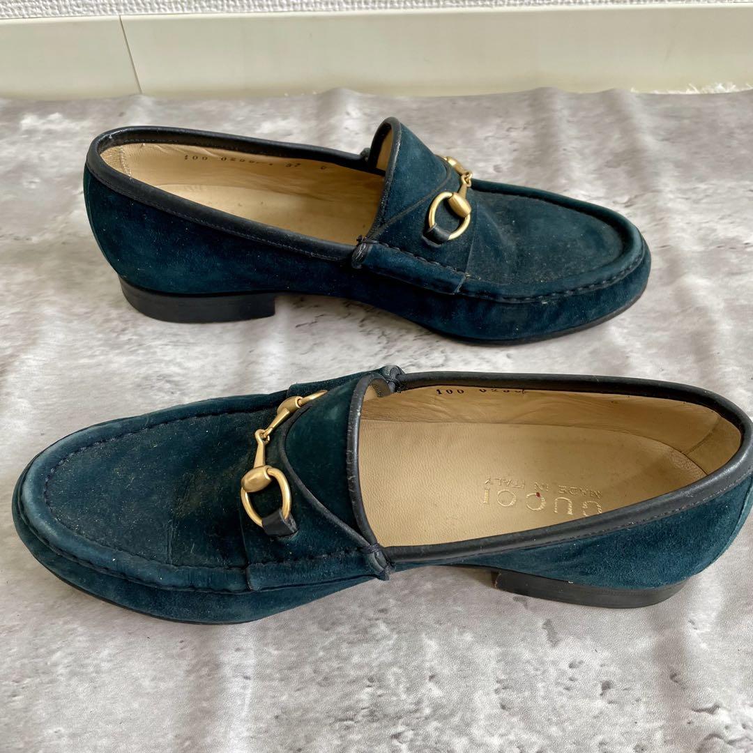 GUCCI ローファー ホースビット ゴールド金具 スエード 37 23.5㎝