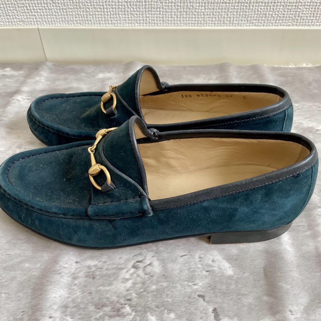 GUCCI ローファー ホースビット ゴールド金具 スエード 37 23.5㎝