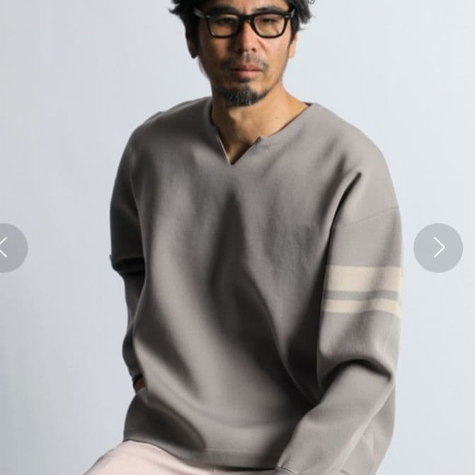 ダファー自宅で洗える ウォッシャブル キーネックニット グレーＬ