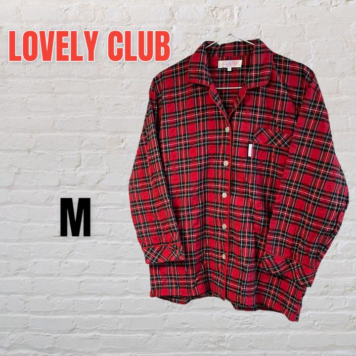 LOVELY CLUB 赤 チェック 長袖 シャツ