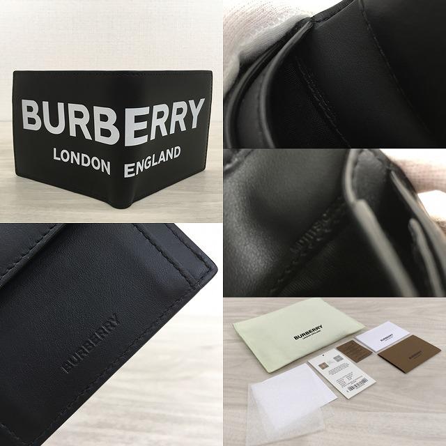 フレンチフ 未使用品 ブラック 351 2P39z-m58569181322 BURBERRY 二つ折り財布 ㈤レザー