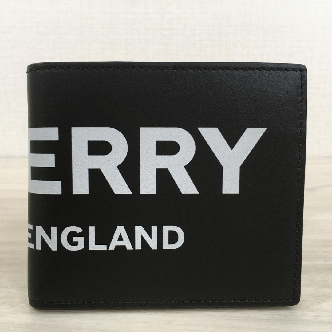 フレンチフ 未使用品 ブラック 351 2P39z-m58569181322 BURBERRY 二つ折り財布 ㈤レザー