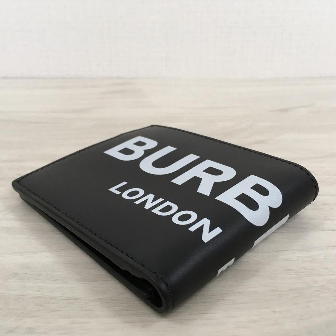 フレンチフ 未使用品 ブラック 351 2P39z-m58569181322 BURBERRY 二つ折り財布 ㈤レザー