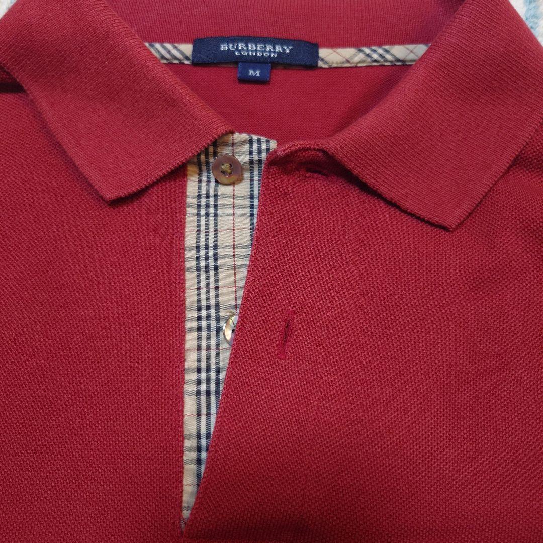 美品】バーバリー BURBERRY レッド ポロシャツ 長袖 Mサイズ