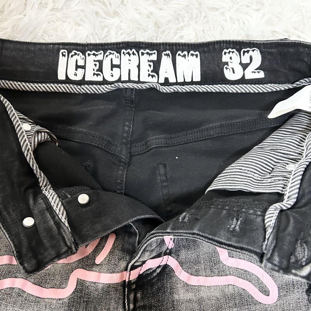 ice cream アイスクリーム フラミンゴ ジーンズ デニムパンツ ブラック 画像8