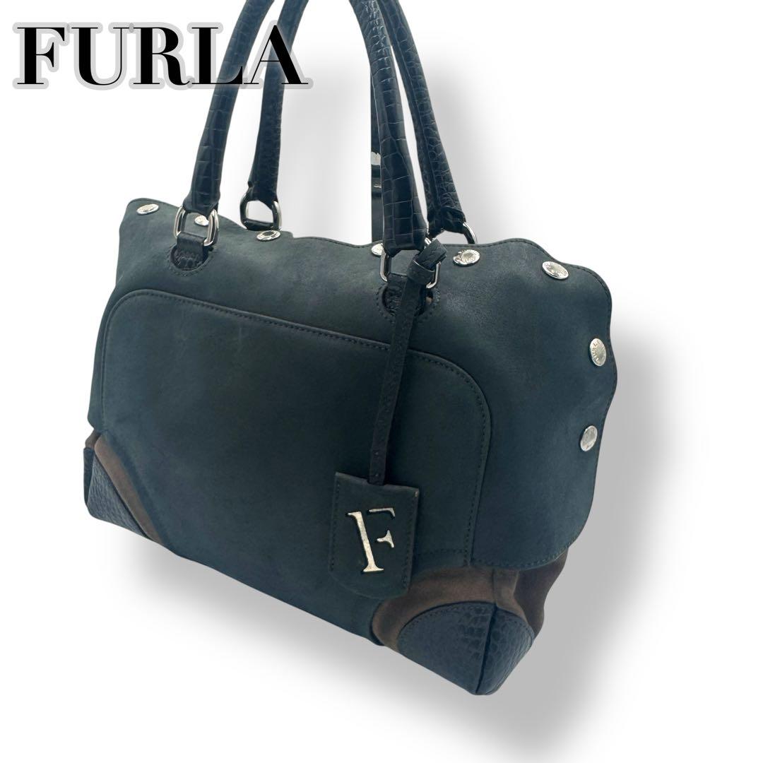 FURLA ハンドバッグ チャーム 購入証明書 スウェード 型押し 本