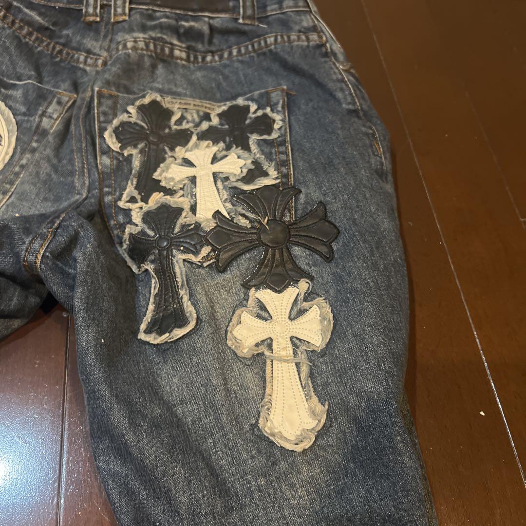 X*様 Chrom heartsブラックポロシャツ XL ジッパー付き　ジーンズ