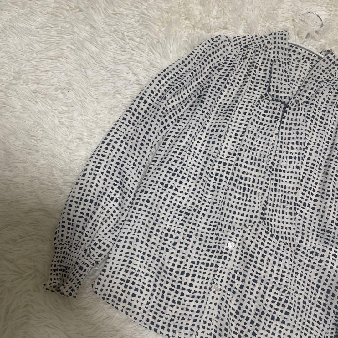 美品 XS【クーデシャンス 洗える/日本製 袖シャーリングボウタイ風ブラウス】
