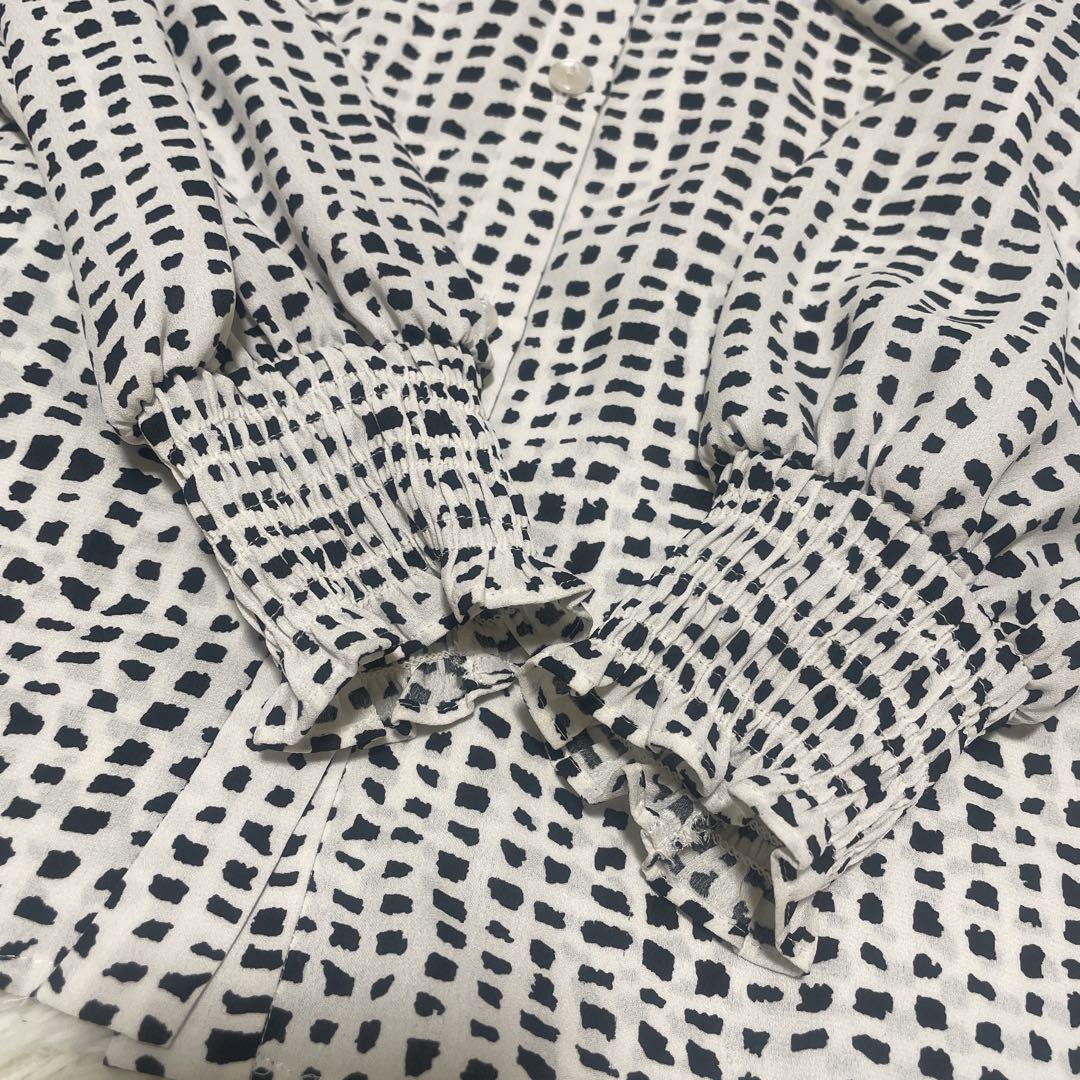 美品 XS【クーデシャンス 洗える/日本製 袖シャーリングボウタイ風ブラウス】