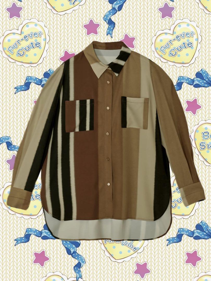 ameri vintage BLURRED STRIPE OVER SHIRT